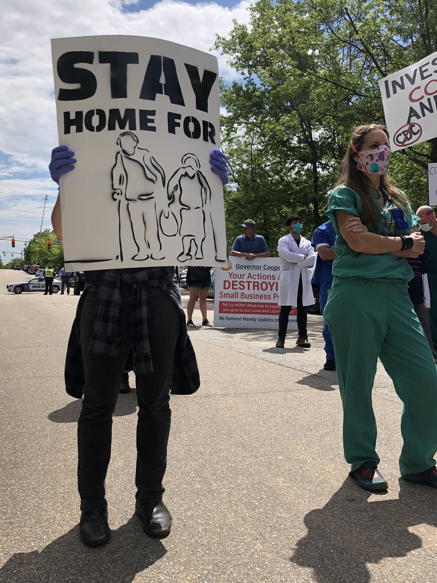 NCStateAFLCIO's tweet image. We are inspired by the courageous healthcare workers taking a stand in Raleigh today to ask @NC_Governor to keep the stay-at-home order in place. We are proud to stand with them #HealthWorkersDefendNC