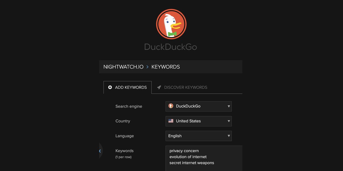 📣 We are thrilled to announce that Nightwatch now supports <a href="/DuckDuckGo/">DuckDuckGo</a>, a modern search engine becoming a promising alternative with its privacy-focused mission.