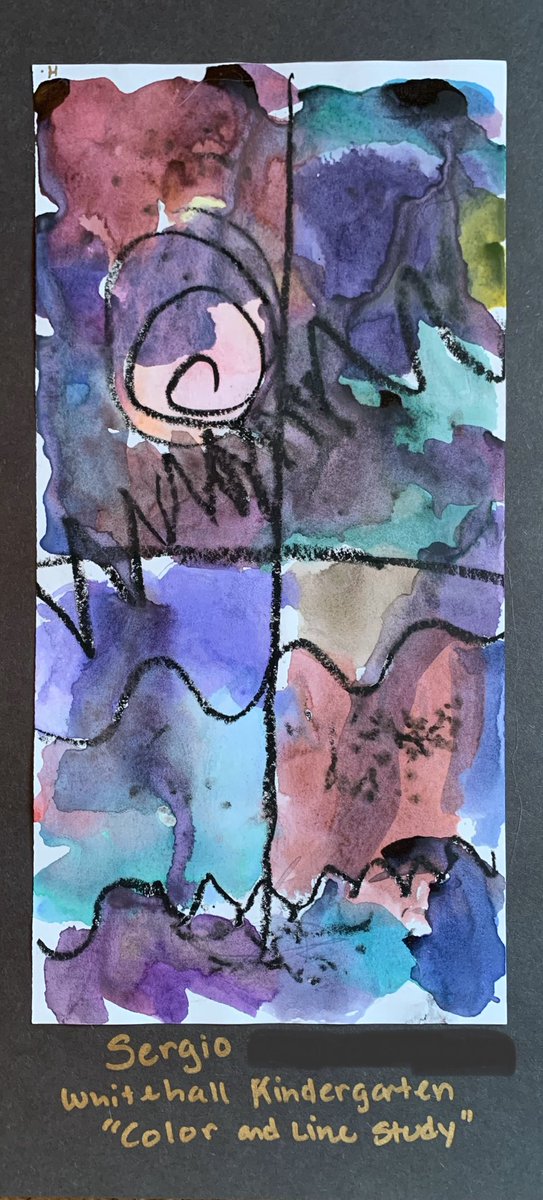 WhitehallART's tweet photo. Today’s digital art show features kindergarten students. This is a line and watercolor study that they made earlier in the school year. @WhitehallNASD #nasdproud https://t.co/dAKknI22pG