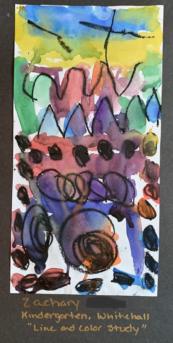 WhitehallART's tweet photo. Today’s digital art show features kindergarten students. This is a line and watercolor study that they made earlier in the school year. @WhitehallNASD #nasdproud https://t.co/dAKknI22pG