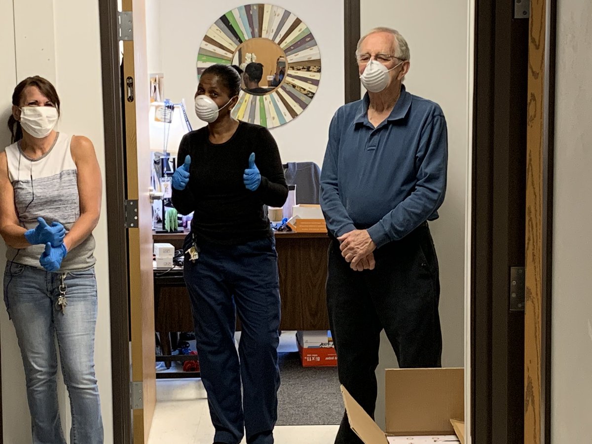 ashlee_ciccone's tweet photo. Only the best three custodians in this shot! Always smiling though those masks hide it we can see the crinkles around their eyes! We are so grateful for their hard work around here - this place is SPOTLESS!!! #RelentlessPES #MCSProud https://t.co/qbQYeBtLnA