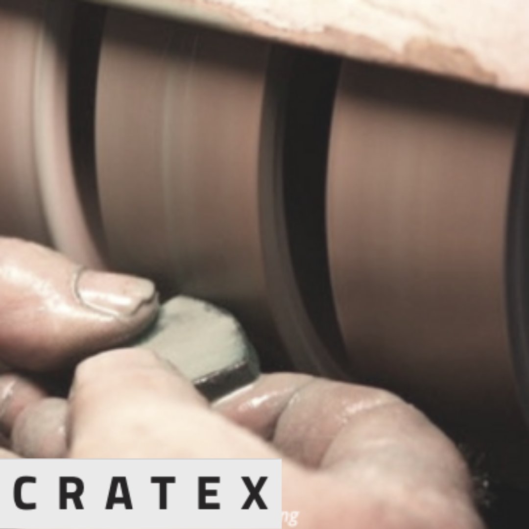 Rough grinding means rougher excess material removal left from the trim saw or removing deeper irregularities to prepare the surface for polishing and smoothing operations. Of course, in case you went for a harder material (e.g. agate), you'll start grinding.