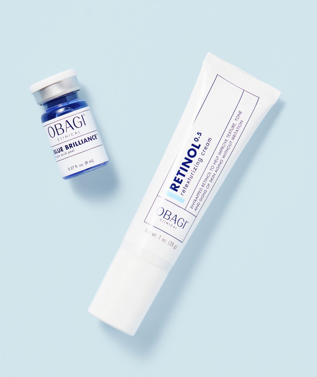 ObagiClinical's tweet photo. We have options to help you retexturize, improve skin tone and minimize imperfections for a radiant, healthy-looking complexion. Try our Retinol 0.5 or Blue Brillianceβ’ Triple Acid Peel #brightskin #healthycomplexion #retexturize https://t.co/E2sLlcVKxq