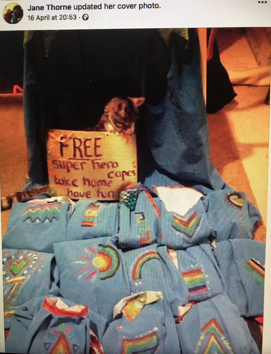 thorneybaby's tweet photo. My Mum Jane Thorne is a real superhero giving out free #supercapes to the community in #southtoday #lovecorona #COVID19 #bbcnews #SuperheroDay https://t.co/9hkTldANqP