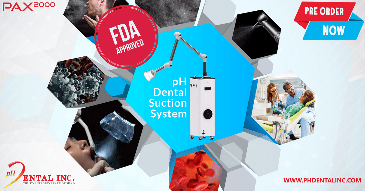 pHDentalinc's tweet photo. At pH Dental, we are working very hard to support dentists through offering new products, such as the PAX2000 Suction System, to make providing dental treatment safer for dentists. Learn more about our #PAX2000: https://t.co/RwScp1auAf #covid19 #coronavirus #suctionsystem https://t.co/VQJgP149Q4