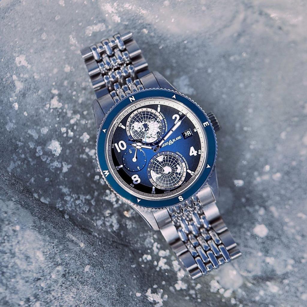 Inspired by the world of #mountaineering and historic Minerva timepieces, the latest #1858Geosphere with #bluedial and grade five titanium strap is a good conversation starter, whatever weather conditions, elevation or company you might find yourself in.

#watchesandwonders