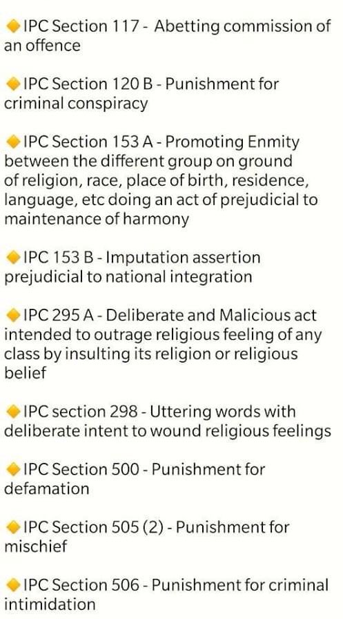 kunalkamra88's tweet photo. Dear @MumbaiPolice,

Thank you for taking note of the communalisation that’s been spread because this lapdog.

Secondly Please can you confirm if the interrogation which went on for 12 hours happened on the below listed charges as he still continues misleading people... https://t.co/aZUC4HEKKV