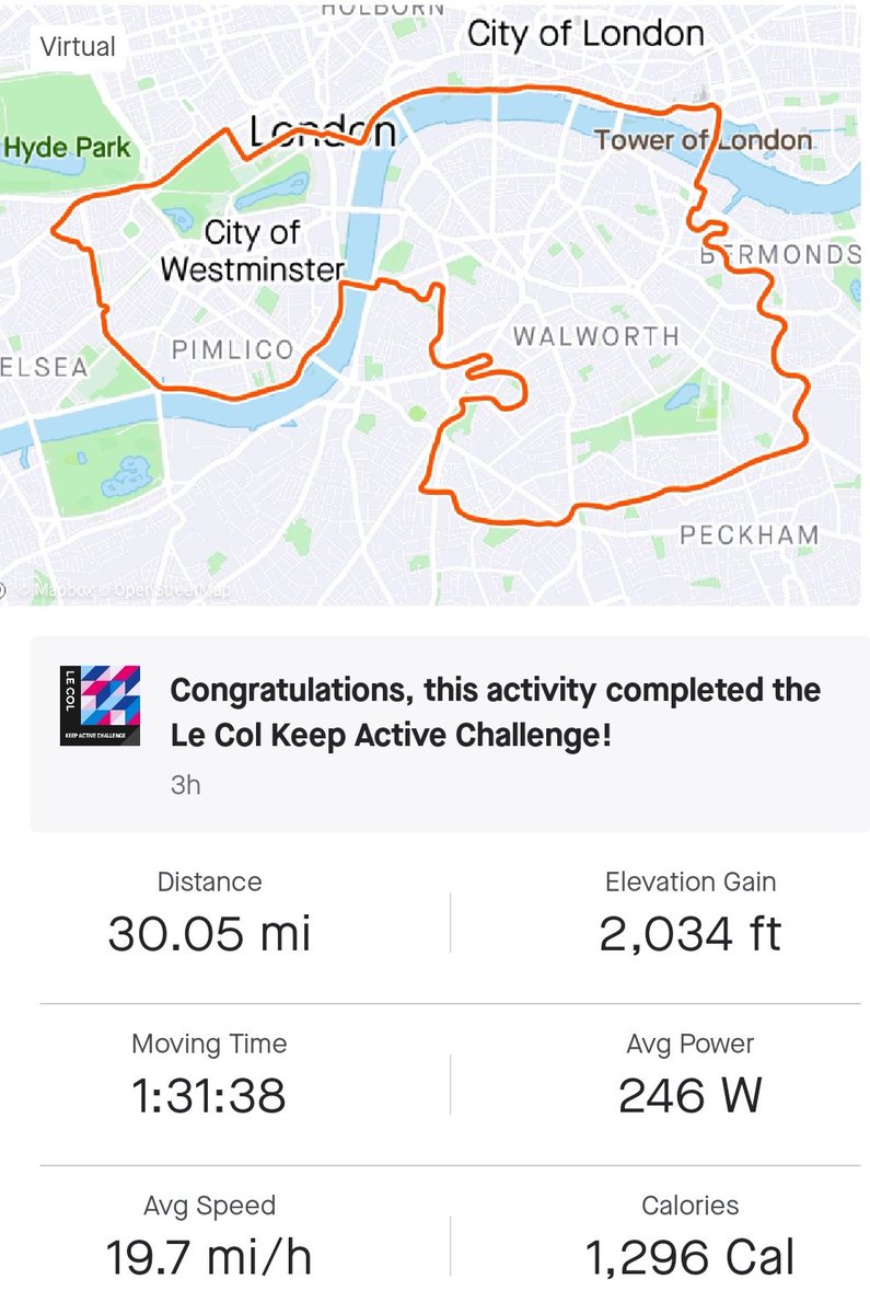 CScyclist's tweet photo. I really enjoyed my go zwift ride this morning. The use of @GoZwift during #UKLockdown is making the situation so much easier. #thankyou. https://t.co/me6RTjBl3D