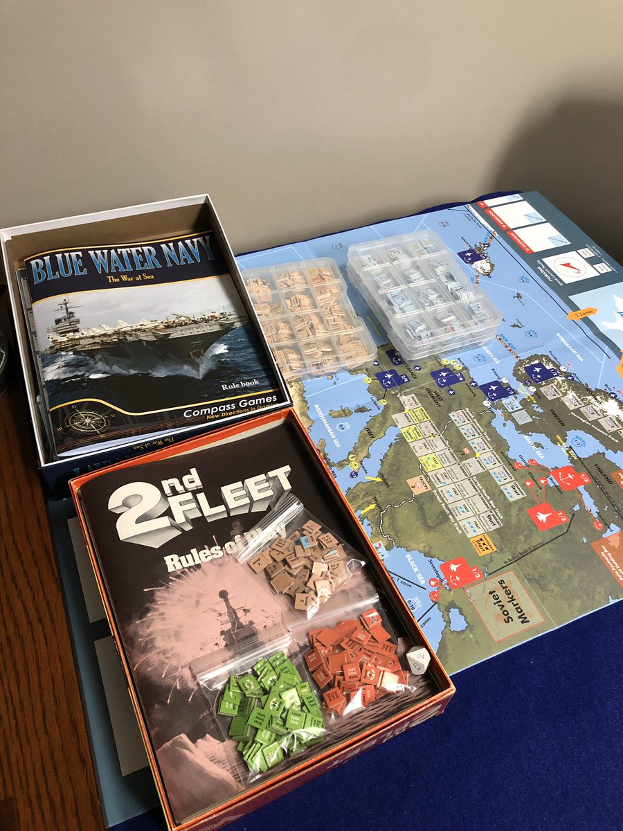 Mountain_Navy's tweet photo. #Wargame research project for this week. Loving me some Blue Water Navy fm @compassgamesllc but remembering the #FleetSeries fm Victory Games. Same ‘conflict’ , different approaches. https://t.co/5ND152jhwR