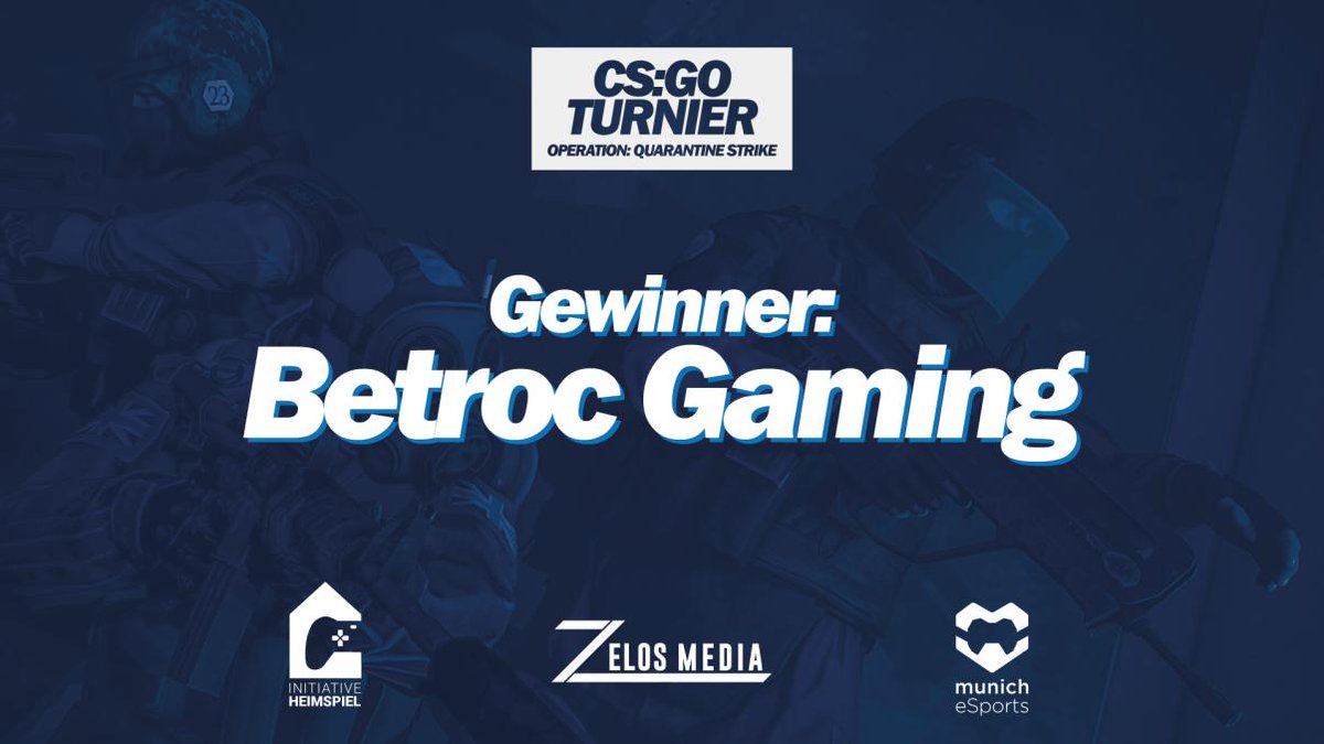 Herzlichen Glückwunsch an <a href="/BetrocG/">Betroc Gaming</a> zum Turniersieg! 🥳
Ruhm, Ehre und 100€ Preisgeld haben sie gewonnen.

Vielen Dank an alle Teams, die mitgemacht haben und bis zum nächsten Mal! 🙏

#HeimspielGG #GamersUnite #FightCorona #betterPlay