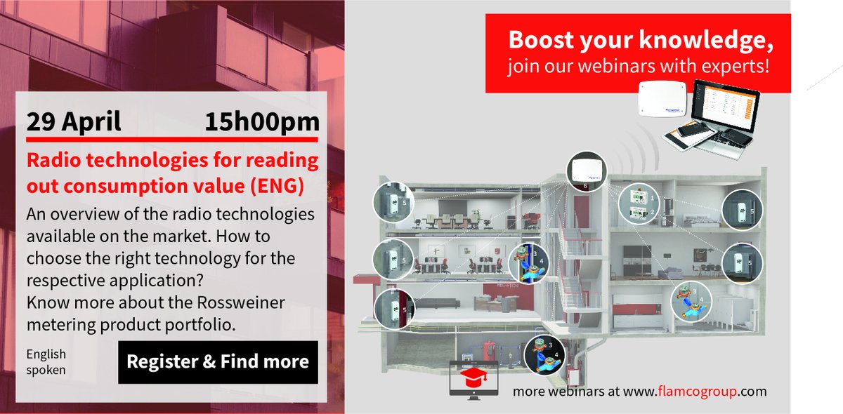 flamcogroup's tweet photo. Do you want to know more about how Radio Technology can be used for reading out consumption value? What are the typical areas of application and how do you choose the right radio technology? 
Learn more about this interesting topic in tomorrow's webina ... https://t.co/SefBT5fnwW https://t.co/xv4yJdySdN