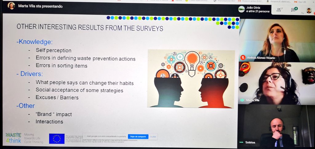 Final review meeting of <a href="/waste4think/">Waste4Think</a> <a href="/MVGambao/">Marta Vila 🎗</a> explaining Citizen Behavior monitoring and how to  measure their change of habits in waste prevention and recycling