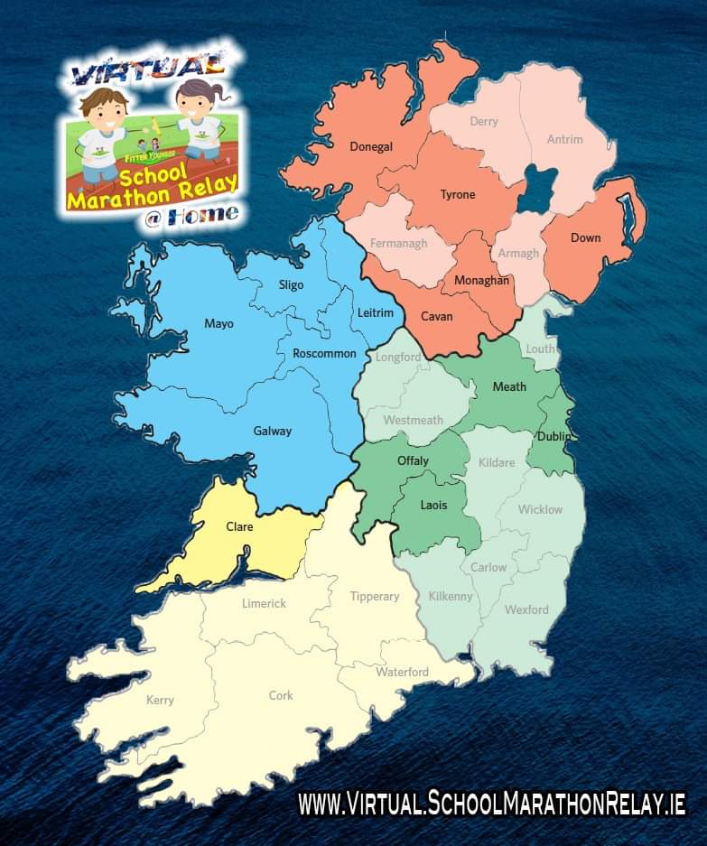fitteryounger's tweet photo. The people of Connacht are well represented in the #virtualschoolmarathonrelay
#thewestsawake
Anyone from these counties can still register along with children from all other counties. #getonboard @ActiveFlag #ActiveHomeWeek #ActiveHomeChallenge
https://t.co/0t3yru8y1n https://t.co/4RWkDdkG19