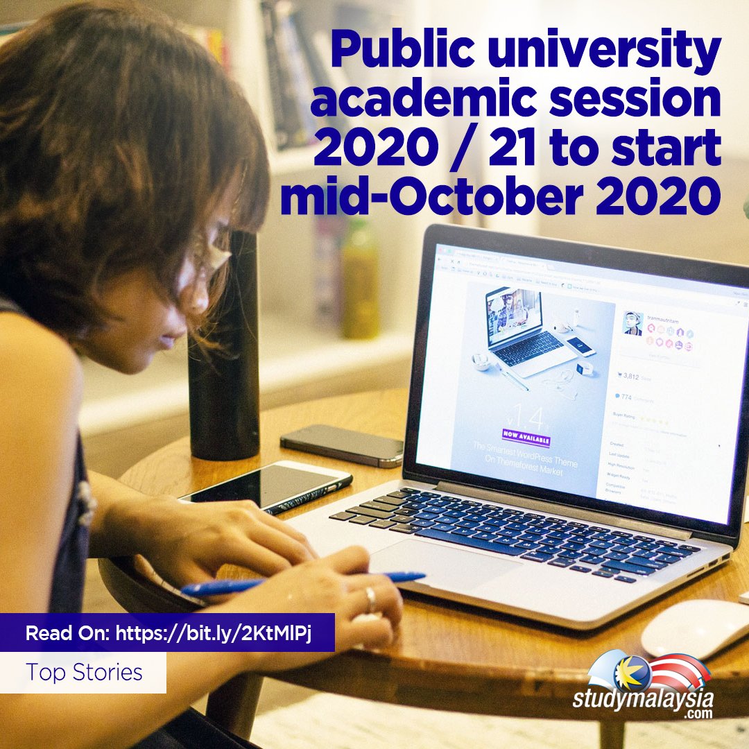 studymsia's tweet photo. Public university academic session 2020 / 21 to start mid-October 2020
Read on: https://t.co/JyQ6UNALZ9
#studymalaysia #studymsia https://t.co/CtDEgWePsz