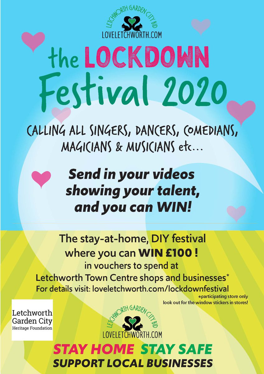 Now For Some Fun.....The Lockdown Festival....in the comfort of your own homes....submit all your videos to events@loveletchworth.com All Videos will be included in “ the Lockdown Festival” show which will be live streamed for All to Enjoy.... Entries Deadline 10th May...