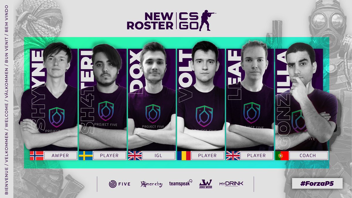🌍RECRUTEMENT/RECRUITMENT🌎

🇬🇧 Meet our new international CSGO team : 

🇫🇷 Voici notre nouvelle équipe internationale CSGO.
@doxcsgo
<a href="/csgoleaff/">leaf</a>
<a href="/shyyneCS/">shyyne</a>
<a href="/VoltGG/">............</a>
@sh4teri
<a href="/gonzilla_cs/">Gonçalo “Gonzilla” Barata 🇵🇹</a> 

Nous les retrouverons mercredi pour leur premier match 💪

#CSGOP5 #ForzaP5 #LetsGoP5