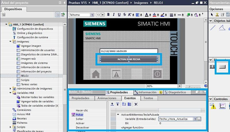tecnoplc's tweet image. #programacionplc #programacionhmi -Actualizar fecha TIA Portal con botones en pantalla HMI is.gd/e1d4IY