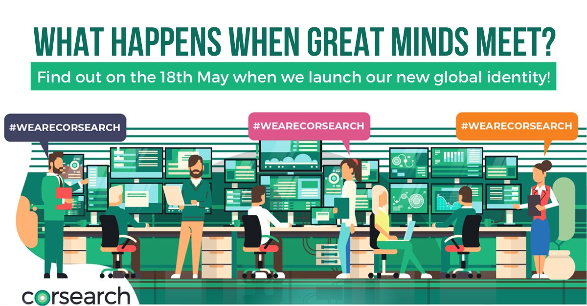 Corsearch's tweet photo. We've been quiet on Twitter for a while because we've been hard at work on an #exciting new project. We're thrilled to officially #announce the #launch of our new global identity, which will be rolling out in phases from early May! #strongertogether #positivelycorsearch https://t.co/Skgxy7lah1