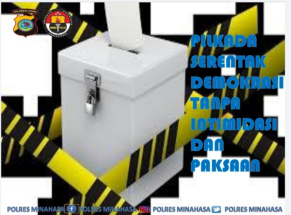 SekKwk's tweet photo. Pilkada serentak demokrasi tanpa intimidasi dan paksaan

#polresminahasa 
#humaspolresminahasa 
#pilkadaamandamaidansejuk https://t.co/b4MDuWBfbE