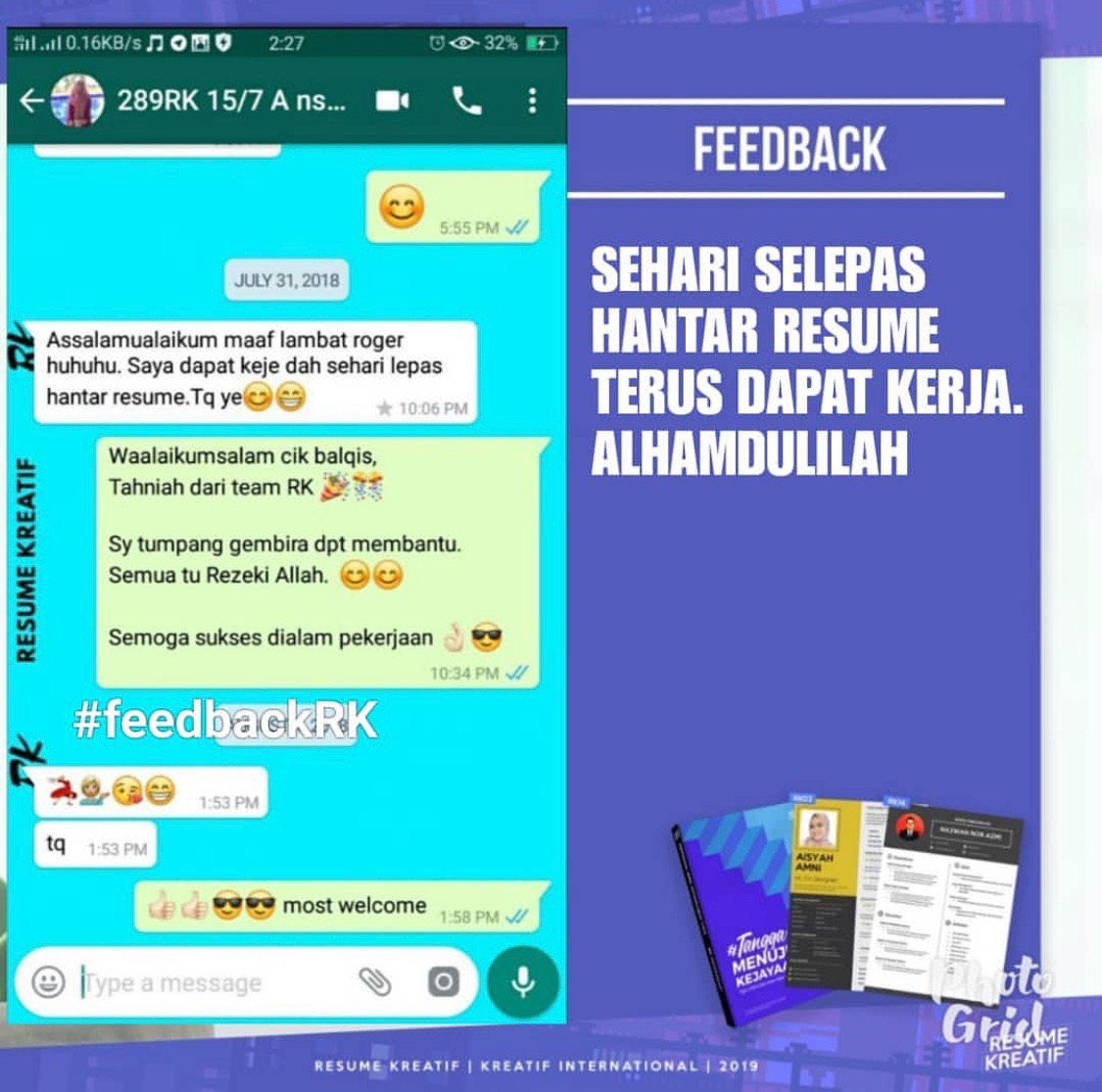 Uzivatel Resume Kreatif Na Twitteru Sehari Selepas Hantar Resume Terus Dapat Kerja Alhamdulilah Feedbackrk Rahsiadapatkerja