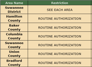 Florida Forest Service - Suwannee Forestry Center serving Baker, Bradford, Columbia, Hamilton, Suwannee and Union counties, 4/28/2020:  Open Burn Restrictions - SEE BELOW -Phone for Open Burn Authorization 386-243-6243 <a href="/jrwaters3/">Jr Waters</a>  <a href="/CCFRlivewire/">Columbia County Fire Rescue</a>  <a href="/BradfordSheriff/">Bradford County Sheriff’s Office</a>  <a href="/SuwanneeFire/">Suwannee Fire Rescue</a>