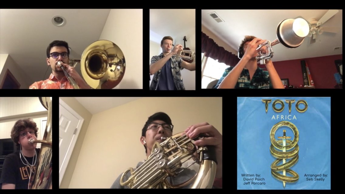 southlakesband's tweet photo. Brassterpiece has been busy! Awesome job, guys! #quarantainment #trysomethingnew #practicefun #seahawksproud #classof2020 #classof2021 #bandlife. https://t.co/vSTnXmc4NS https://t.co/qcFf2hhK3z