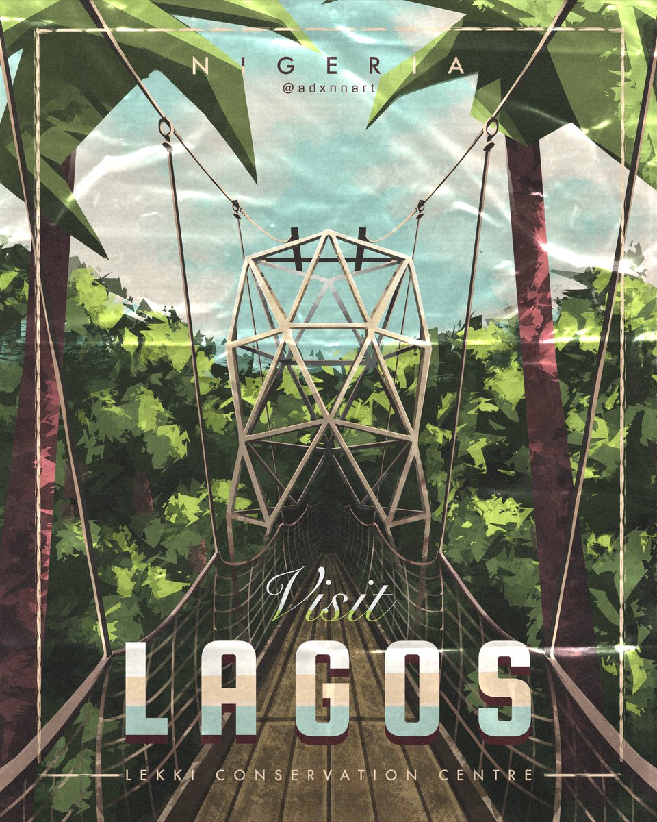 Adxnna's tweet photo. So I started making a vintage Nigerian tourism poster series on IG and (unfortunately) had to put it aside for a bit. 

For when I pick it up again, what other locations would be cool for the series? https://t.co/3ZLZJdM4GI