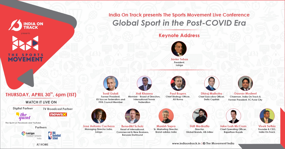 India On Track presents The Sports Movement Live Conference, with global sports industry leaders discussing the future of sport in the post-COVID era. Catch the conference Live on Thursday 30th April at 6pm IST. Conference Link
bit.ly/3eZlicX