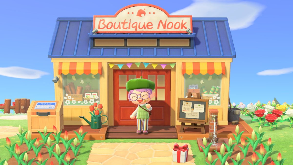 IlienneAlestia's tweet photo. Trop contente de la nouvelle boutique ! Elle est si jolie ! Hâte que les fleurs poussent !  #AnimalCrossing #ACNH #NintendoSwitch https://t.co/Huh5rdsMHg