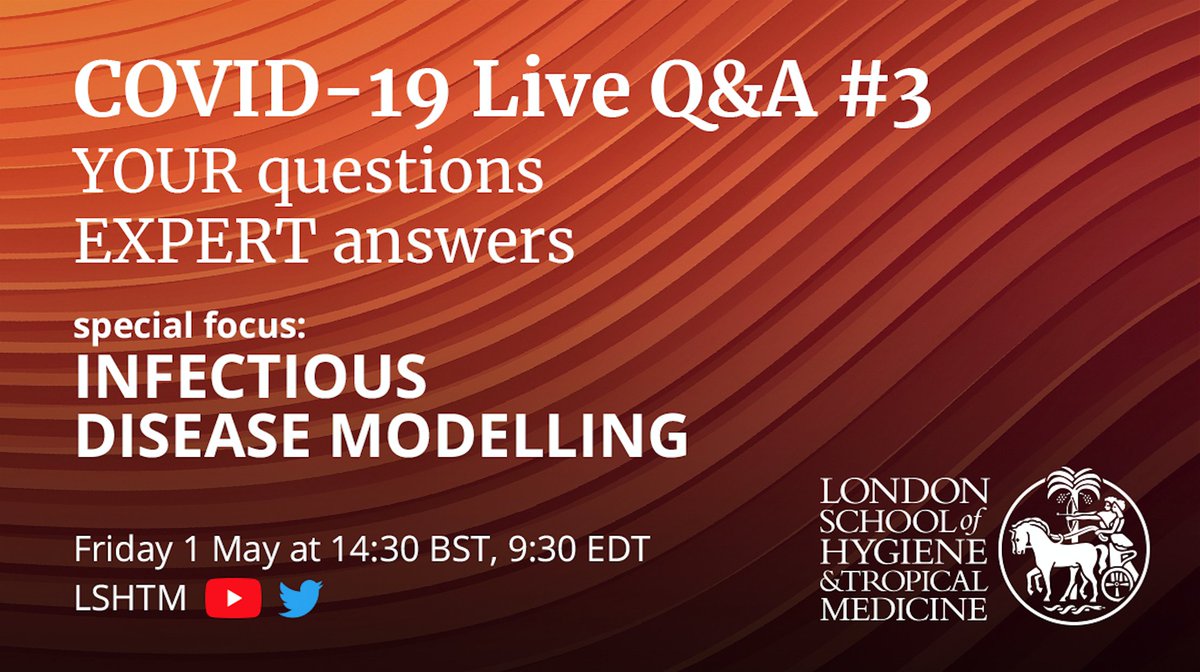 Mathematical modelling is supporting governments to make important #COVID19 response and control strategies.

In our next live Q&amp;A, @petrakle &amp; John Edmunds from 
<a href="/cmmid_lshtm/">CMMID</a> will help explain this vital but complex tool.

Submit your questions now to comms@lshtm.ac.uk