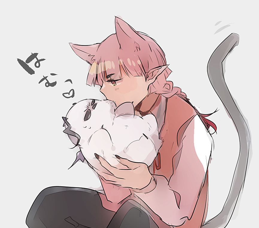 1boy tail male focus animal ears pointy ears pink hair cat ears  illustration images