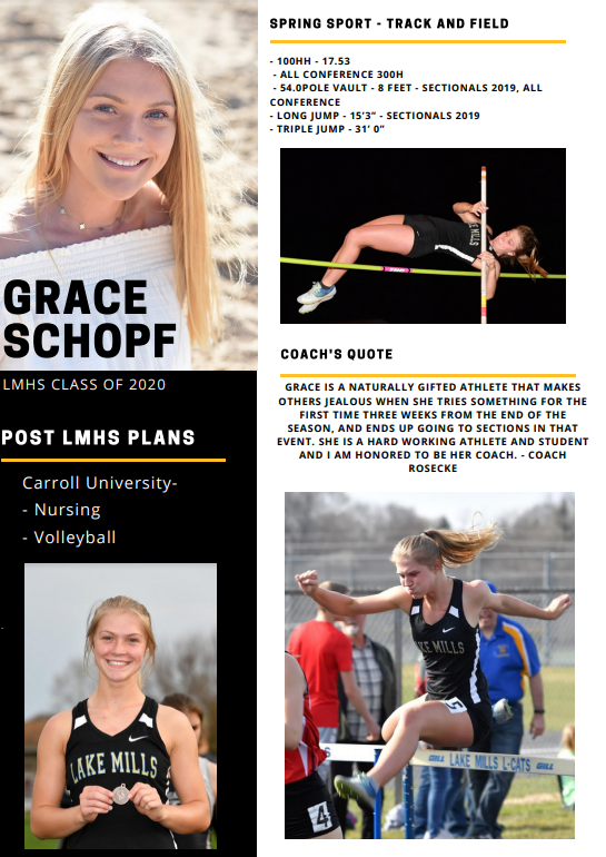 LcatsAthletics's tweet photo. Spring Sport Senior Spotlight: Grace Schopf #LCatPride https://t.co/3VYzs3IVzP