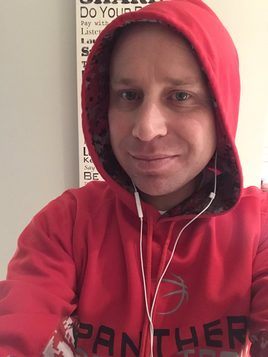 opieblackwell's tweet photo. Normally I hate running around @CLCRidgeview saying “please put your hoodie down.” Right now I’d LOVE to be doing that. So it’s HOOD UP hoodie day for #rcmspride virtual spirit week! https://t.co/gsGni5bM90