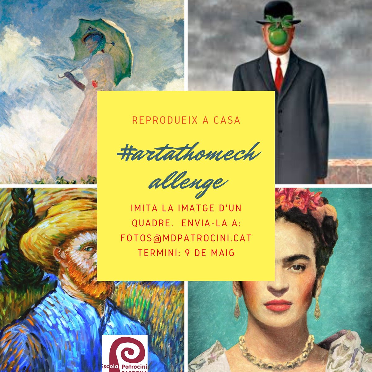 Participa al taller d’art. Imita una obra pictòrica i envia l’original i la imitació a fotos@mdpatrocini.cat

Termini: 9 de maig

<a href="/educaciocat/">Educació</a> #joemquedoacasa