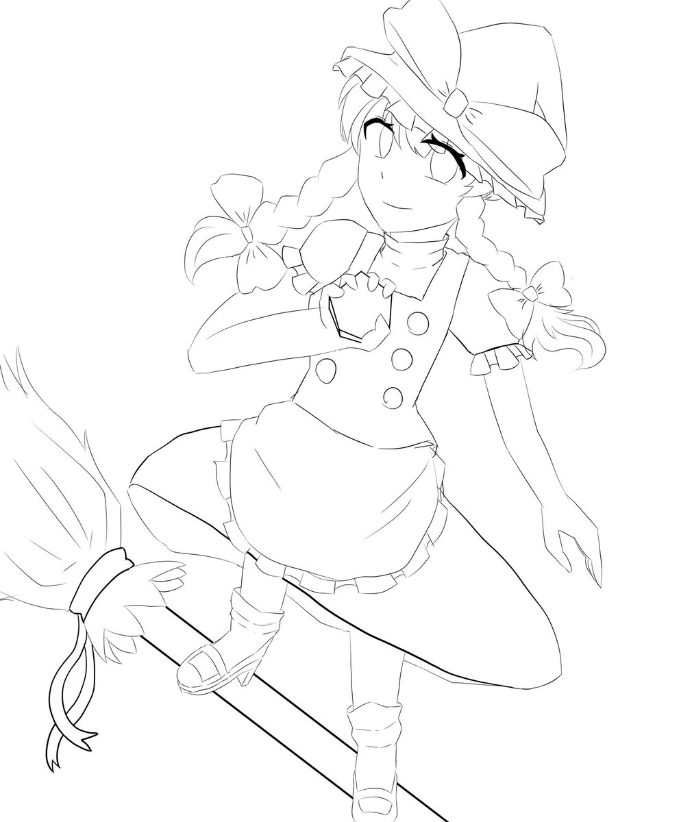 ルリム V Twitter 1日1東方 東方project 霧雨魔理沙 お家でお絵描き 2枚目 霧雨 魔理沙 線画 7日目 塗り絵 してもおkです 塗り絵したのをdmで送ってくれたら嬉しいな