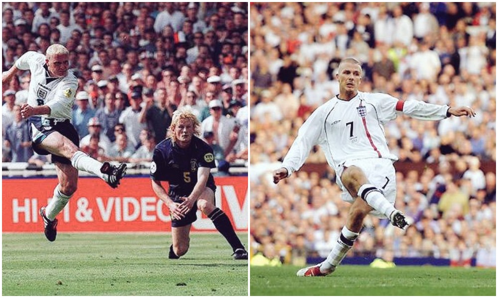 90sfootball's tweet image. Two brilliant goals for England, but which did you prefer?

Retweet for Gazza vs Scotland
Favourite for Beckham vs Greece