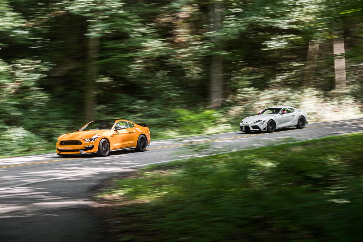 ModMustangs's tweet image. Icon vs. Icon 🏁 On Ep. 115 of @head2headshow, @JethroBovingdon &amp;amp; @mt_loverman head south to pit the legendary Ford Mustang Shelby GT350 against the 5th-gen. Toyota Supra. Which icon is better? Stream it NOW on the @MotorTrendApp to find out ➡️ bit.ly/2VGcEsa #MotorTrend