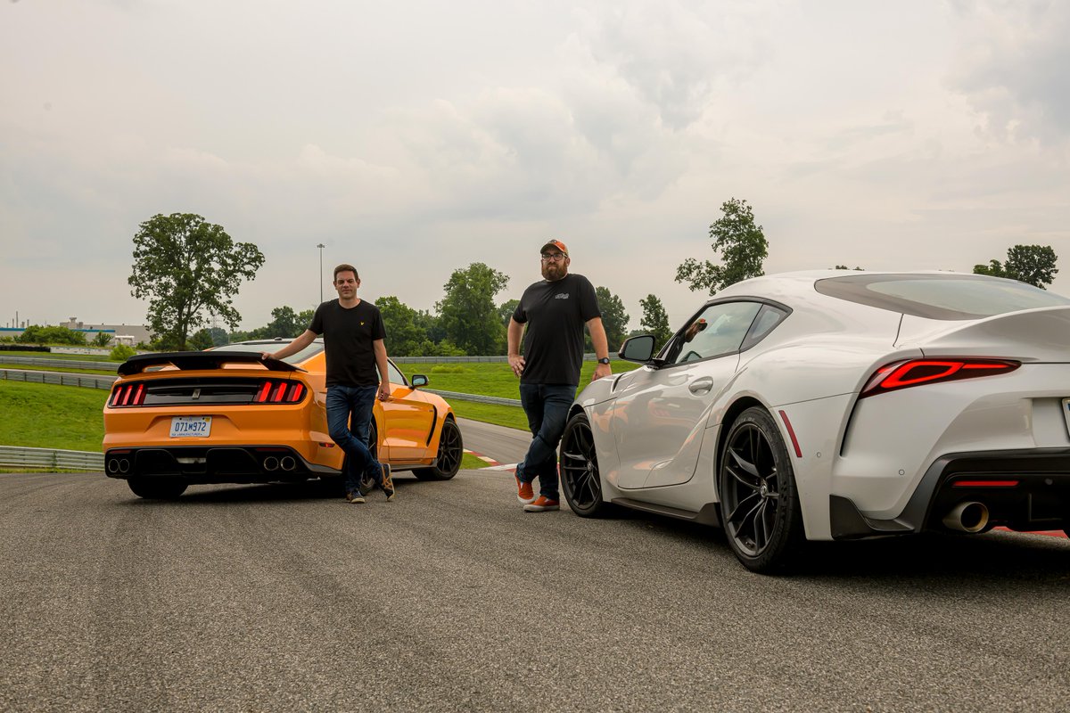 ModMustangs's tweet image. Icon vs. Icon 🏁 On Ep. 115 of @head2headshow, @JethroBovingdon &amp;amp; @mt_loverman head south to pit the legendary Ford Mustang Shelby GT350 against the 5th-gen. Toyota Supra. Which icon is better? Stream it NOW on the @MotorTrendApp to find out ➡️ bit.ly/2VGcEsa #MotorTrend
