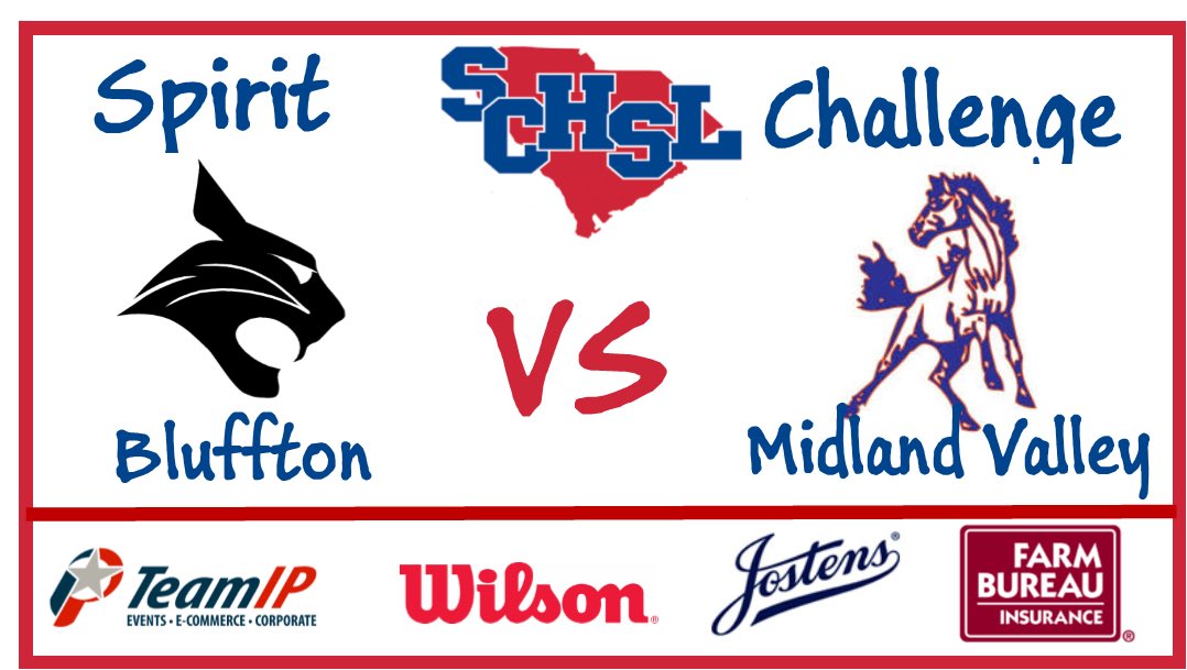SCHSL's tweet photo. @blufftonhs vs @MidlandValleyHS  #SCHSLSpiritChallenge #Round1Day2 https://t.co/VkdPrLzD04