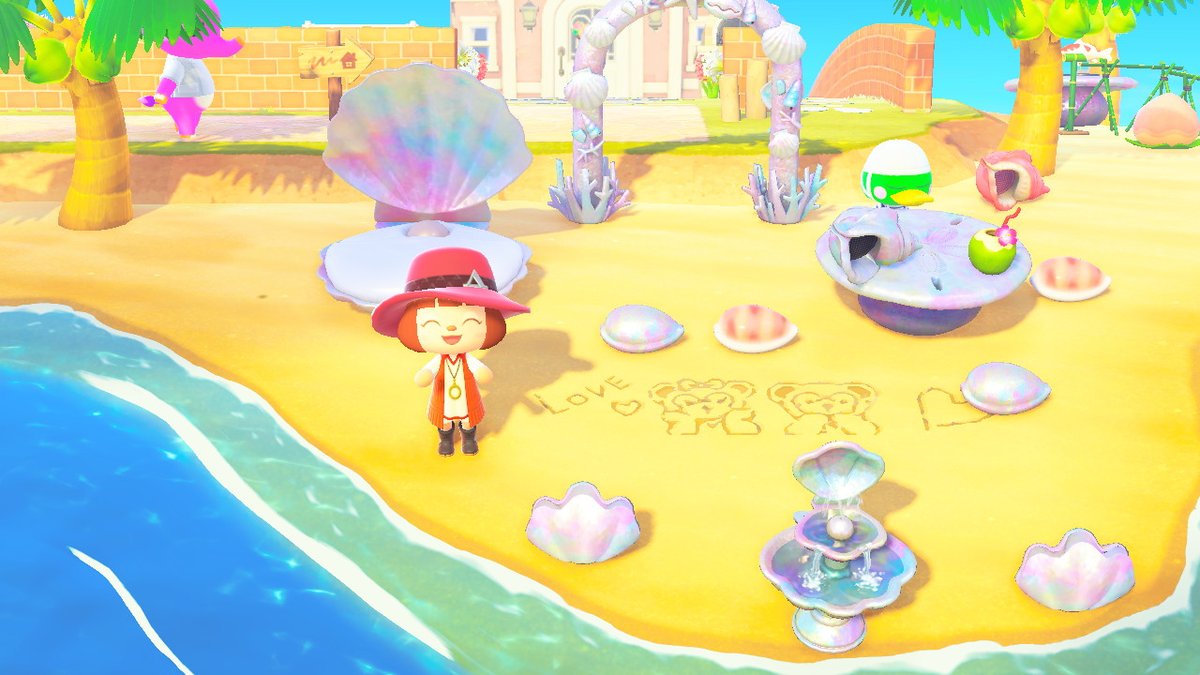 あしゅ あつ森 على تويتر お庭のビーチに作ったマーメイドラグーン風と 果樹園の中に作ったトゥーンタウンとチップ デールのプレイルームを合わせたようなエリアをつくったよ キノコ家具かわええ マイデザはいただいたものです どうぶつの森 あつ森