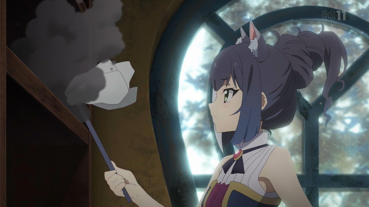 冷えた廊下で睡眠 プリンセスコネクト Re Dive 第4話 感想 肩出して掃除しているけど埃で気持ち悪くならない