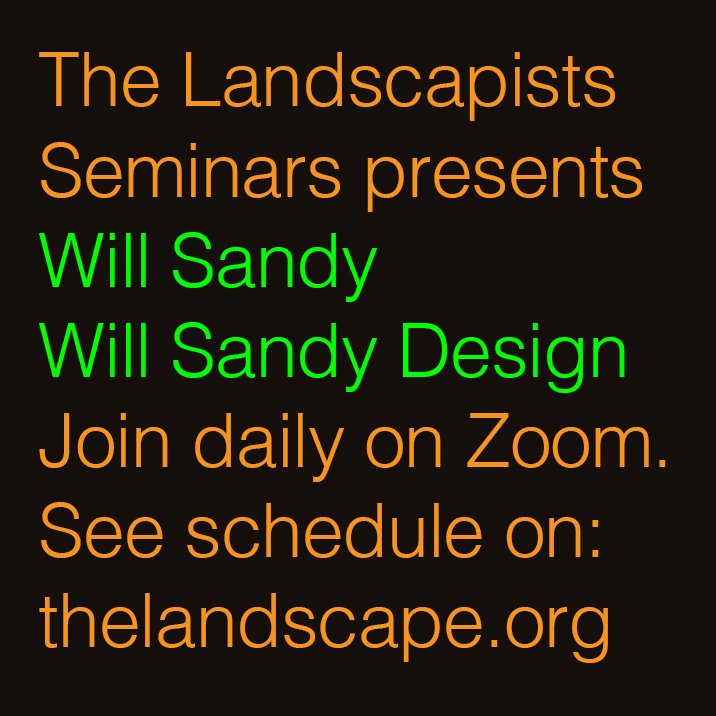 Tomorrow, The Landscapists Seminars presents... Will Sandy >>> Register >>> thelandscape.org/the-landscapis… <a href="/WillSandyDesign/">Will Sandy FLI FRSA</a> <a href="/landscape_gre/">Landscape at Greenwich</a> <a href="/UniofGreenwich/">Uni of Greenwich</a> <a href="/LandscapeIS/">LIS</a> <a href="/talklandscape/">Landscape Institute</a> #thelandscapists