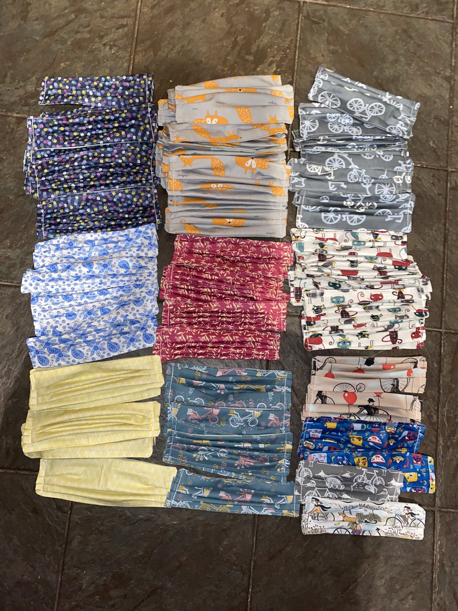 KerryMacPhee's tweet photo. I’m not colluding with the government I promise, it really is a total coincidence I’ve been sewing face masks &amp; took delivery of gorgeous rainbow patterned fabric today 😂☺️ DM if you’d like to buy! https://t.co/qlzc1f2TN0