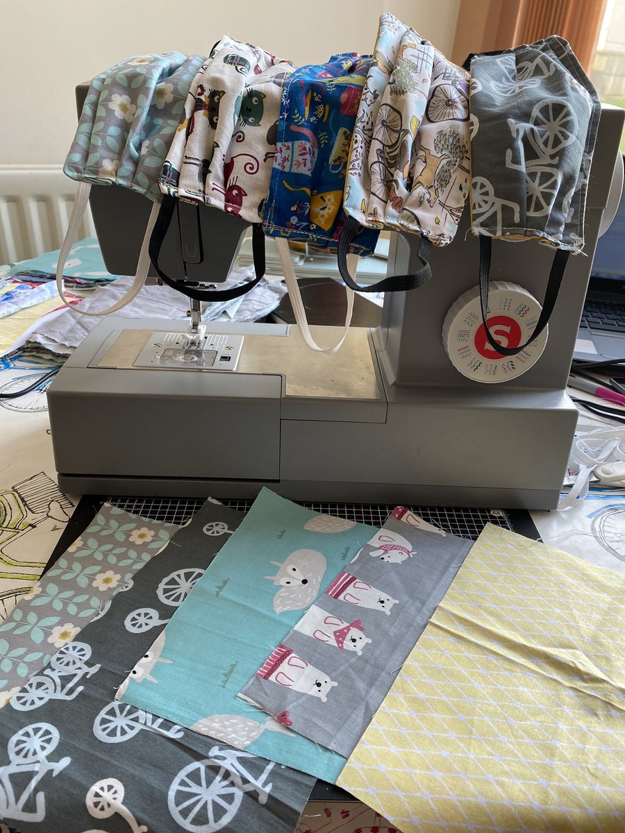 KerryMacPhee's tweet photo. I’m not colluding with the government I promise, it really is a total coincidence I’ve been sewing face masks &amp; took delivery of gorgeous rainbow patterned fabric today 😂☺️ DM if you’d like to buy! https://t.co/qlzc1f2TN0