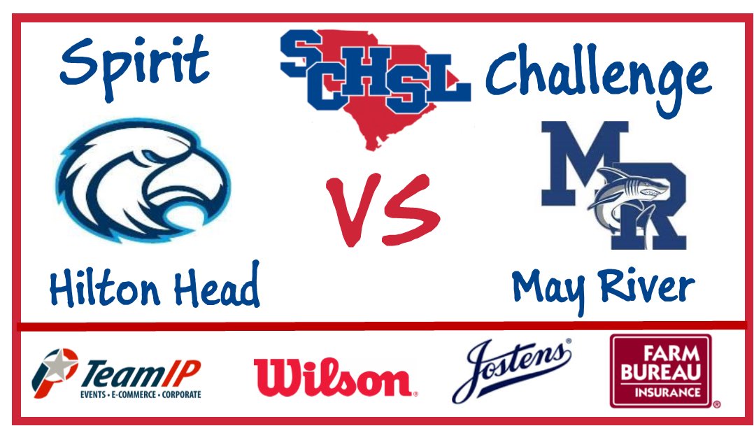 <a href="/hhihsathletics/">HHIHS Athletics</a> vs <a href="/Shark_Athletics/">May River HS Athletics</a>  #SCHSLSpiritChallenge #Round1Day2