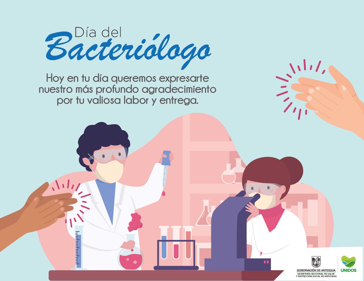 SaludAntioquia's tweet photo. Hoy en el #DíaDelBacteriólogo, hacemos un reconocimiento a todos los profesionales que con su entrega y compromiso en especial durante la 
#COVIDー19, trabajan en el estudio, diagnóstico y prevención de la enfermedad. 🦠🔬

¡Agradecemos su incansable labor! 💚 https://t.co/YGDGGuHjj7