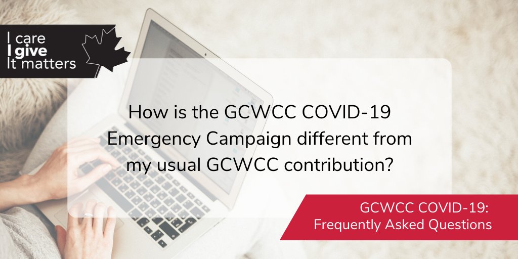 GCWCC_CCMTGC's tweet photo. This is a special voluntary initiative promoted by #GCWCC to respond to the crisis that has affected many Canadians. The regular campaign is still scheduled for fall of 2020 and you will still be able to support your favorite organizations. https://t.co/sFMPO7pJXB https://t.co/6EV8po8bRZ
