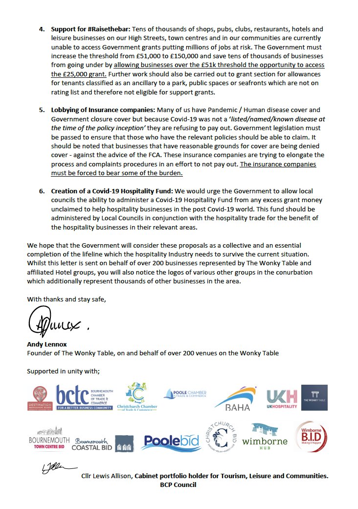 We at <a href="/wonky_table/">The Wonky Table</a> and all the other various amazing groups in the BCP and Wimborne conurbations sent this letter today to all our Local MPs and Various Government ministers today - great collaboration  #hospitalitytogether #strongertogether #wonkytable #proud