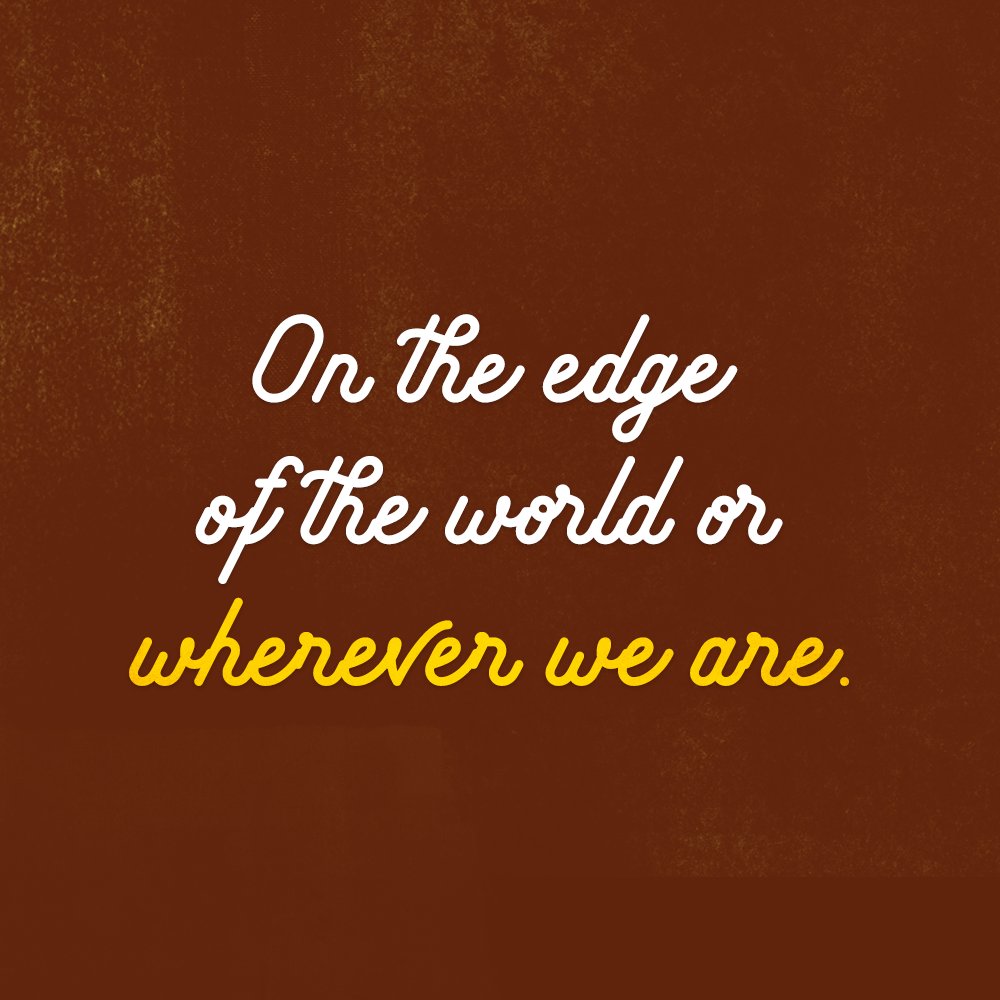 On the edge of the world or where you are on a red background