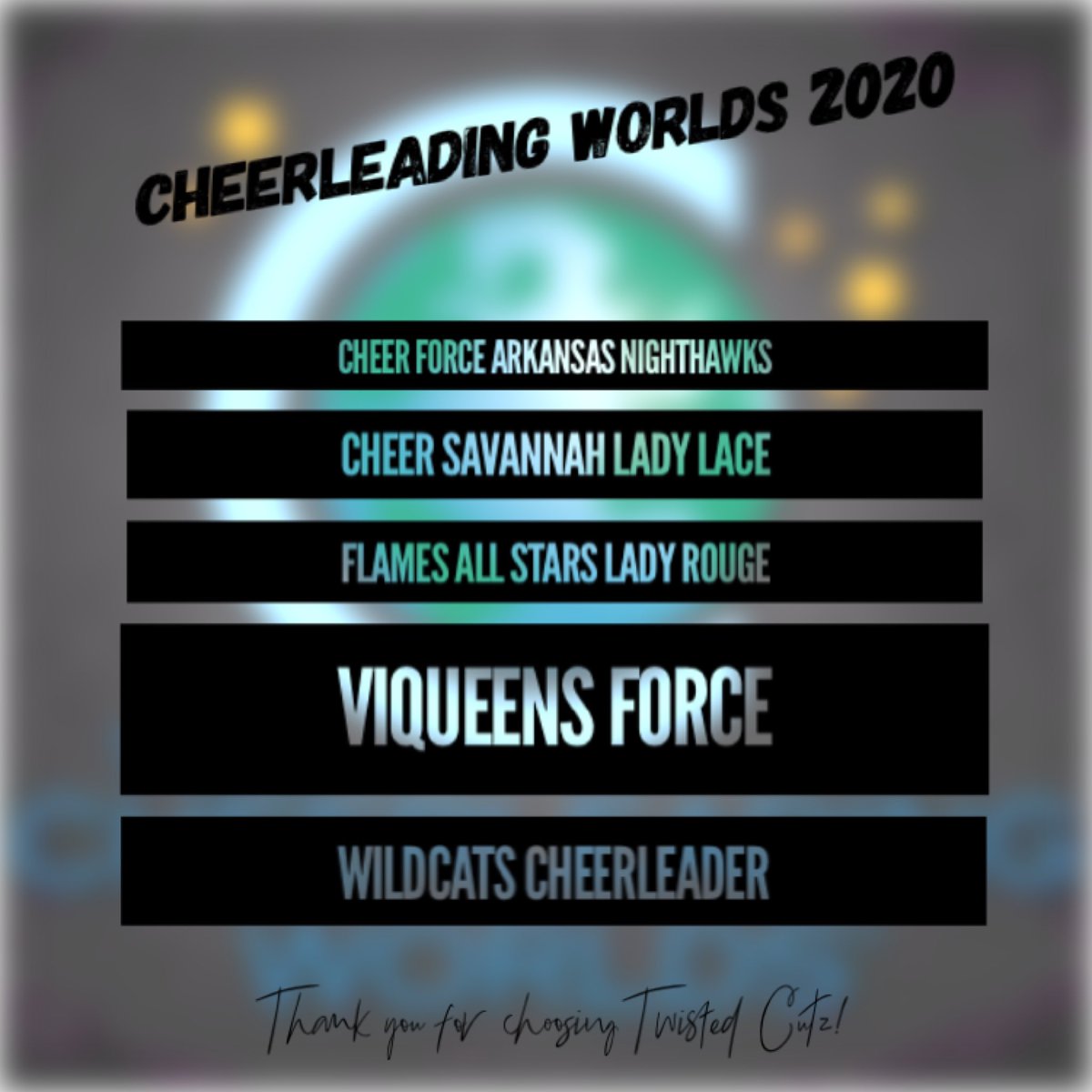 twistedcutz's tweet photo. Although the season isn’t ending as planned, congrats to all of the #twistedcutz clients who earned their way to #cheerworlds2020 , #thesummit2020 , and the #D2summit2020 . Great accomplishments! @NewLevelMusic https://t.co/QTS1uz3rgJ